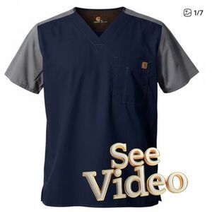 👛 (ANY 2/$30) CARHARTT Men’s Scrub Top Blue/Grey